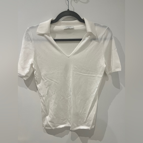 Babaton white sheen polo shirt size small. - Picture 1 of 2